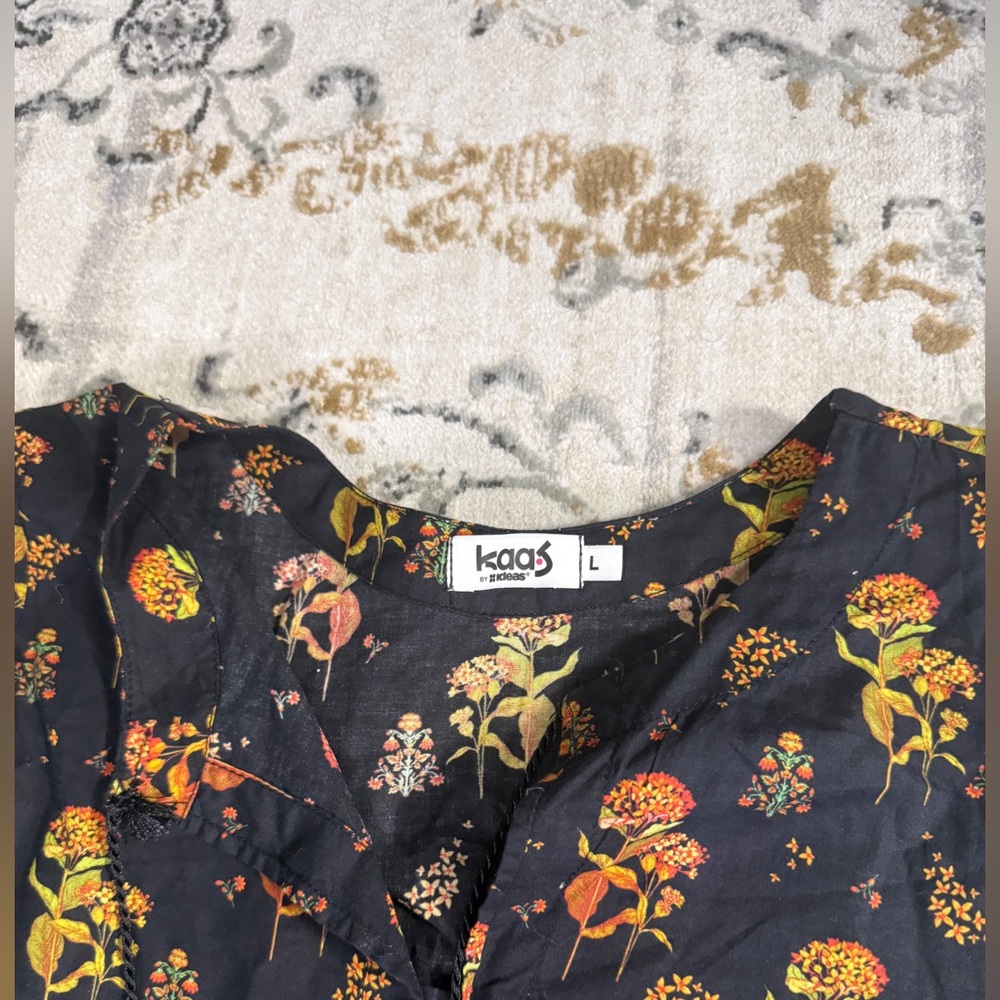 Kaos Black Blouse with Floral Design
